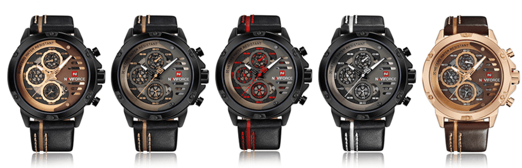 Men's Waterproof Sports Watch with Leather Band & Chronometers