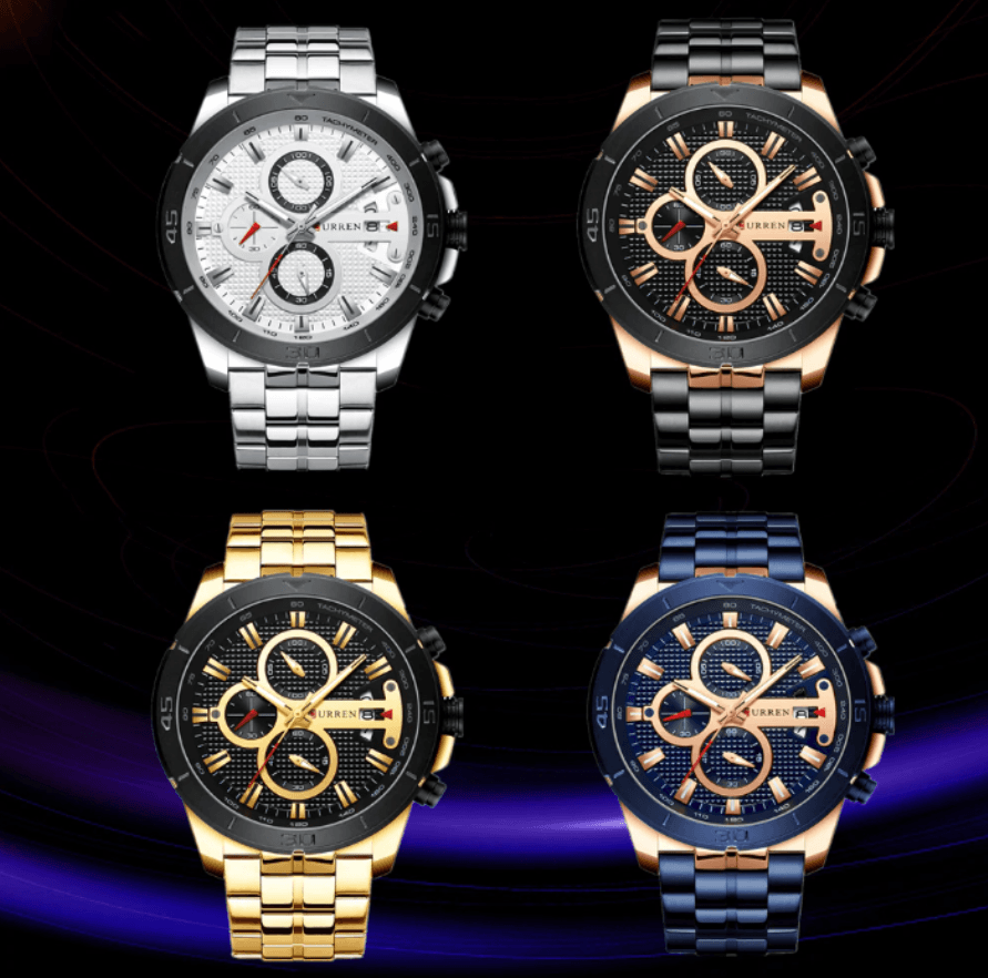 Men's Waterproof Chronograph Luxury Watch with Hardlex Dial