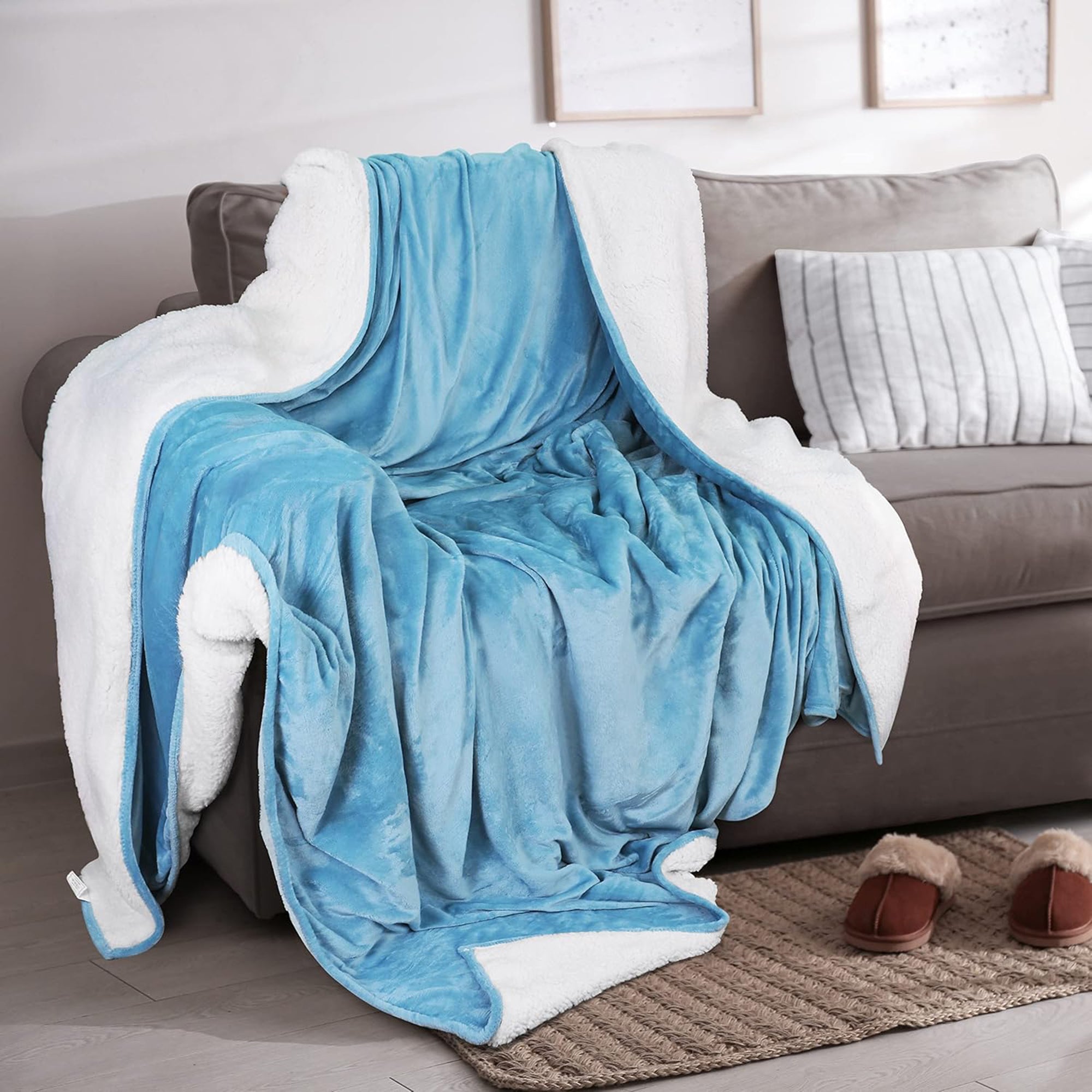 White Velvet Plush Sherpa Reversible Bed Blanket Ultra Soft - Image 22