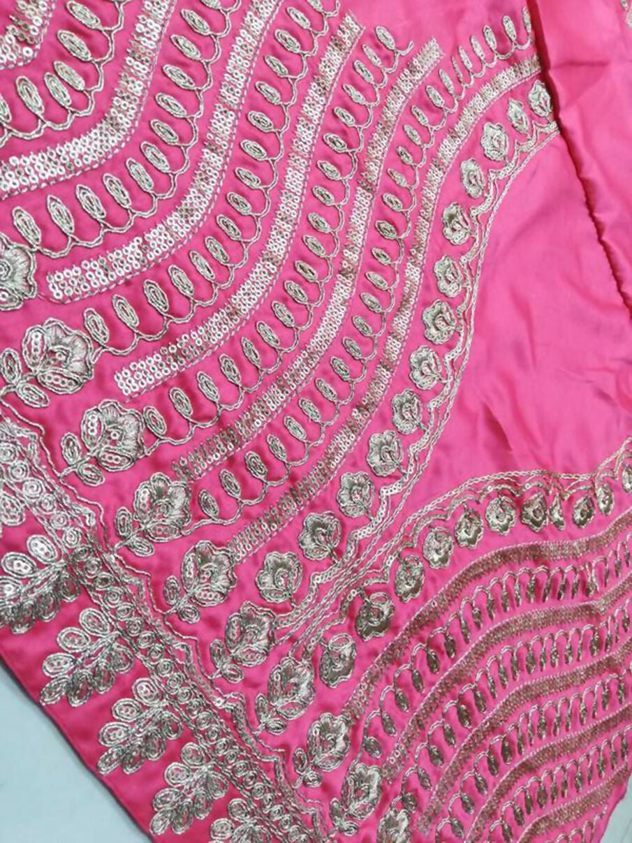 Gajri Red Malai Satin Silk Lehenga with Zari and Sequin Work