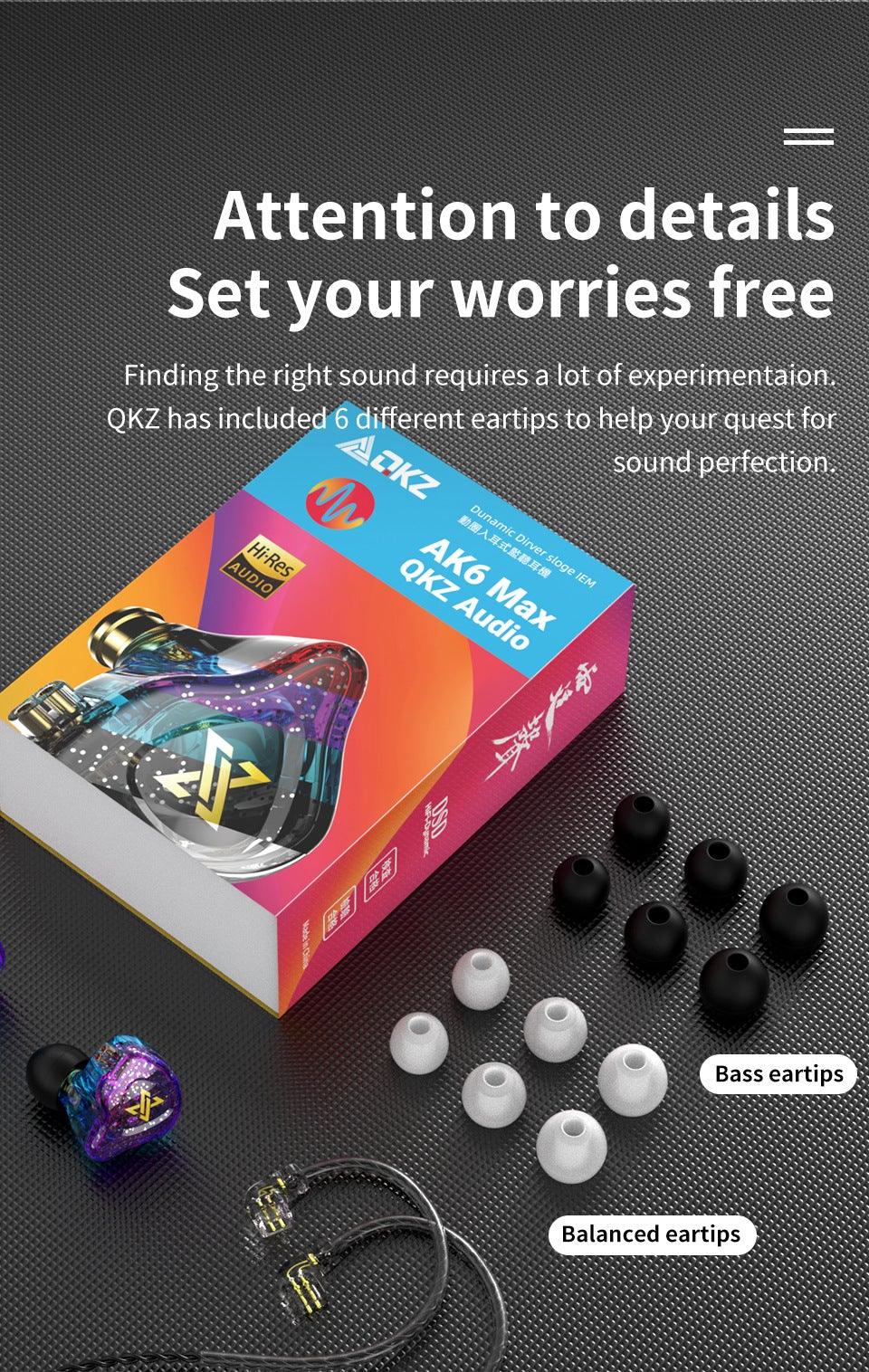 QKZ AK6 MAX HD Stereo Wired Earphones with Passive Noise Cancellation