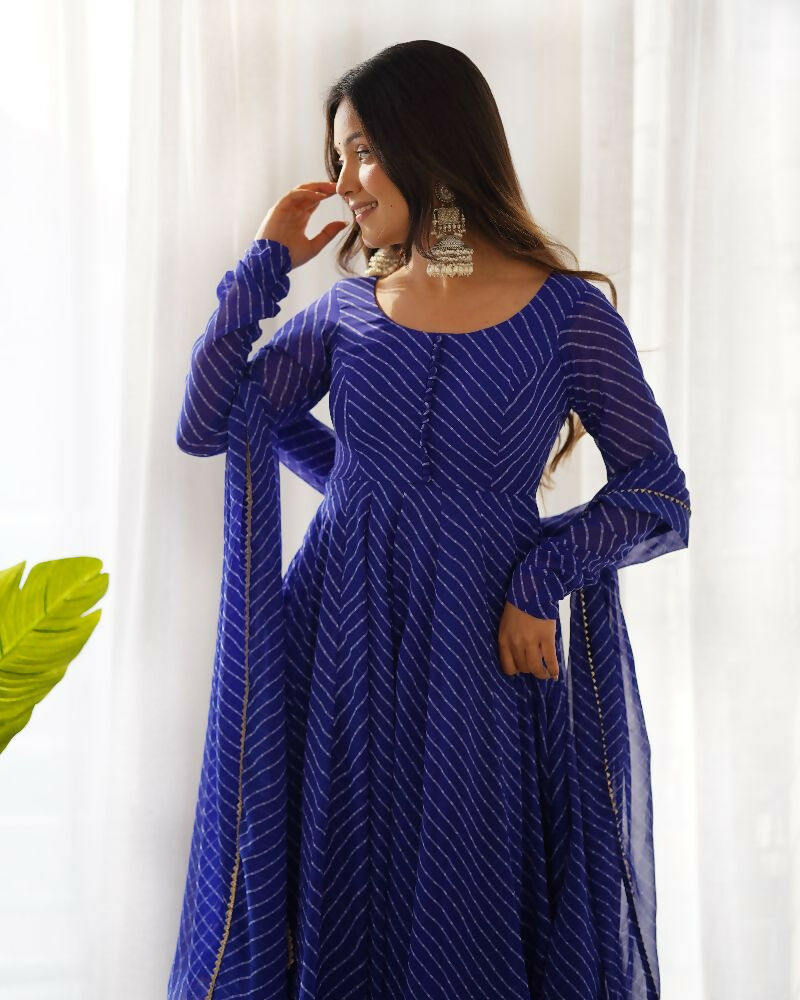 Royal Blue Georgette Kurta Set with Sequence Embroidery Work