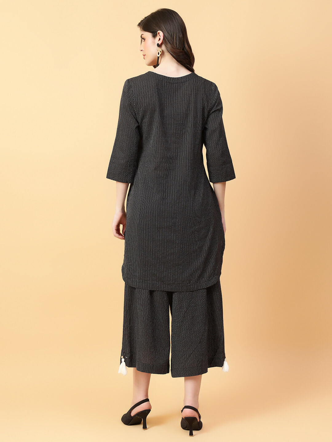 Joban Fashion Black Cotton Khatha & Hand Work Co-ord Set
