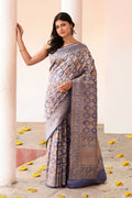 Joban Fashion Lavender Pure Katan Pure Handloom Banarasi Silk Saree