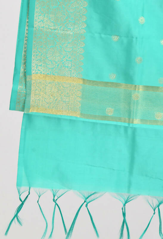 Sea Green Banarasi Silk Woven Dupatta for Traditional Ethnic Wear
