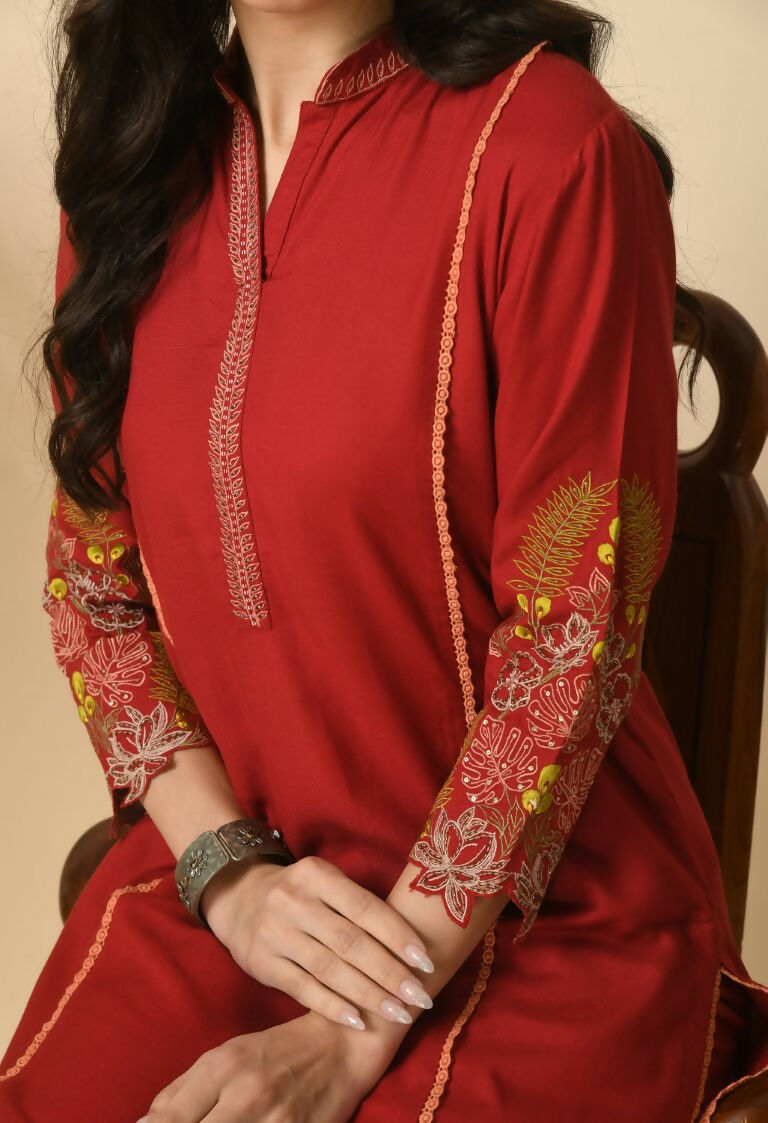 Maroon Cotton Rayon Kurta Set - Versatile 2-Piece Ethnic Outfit