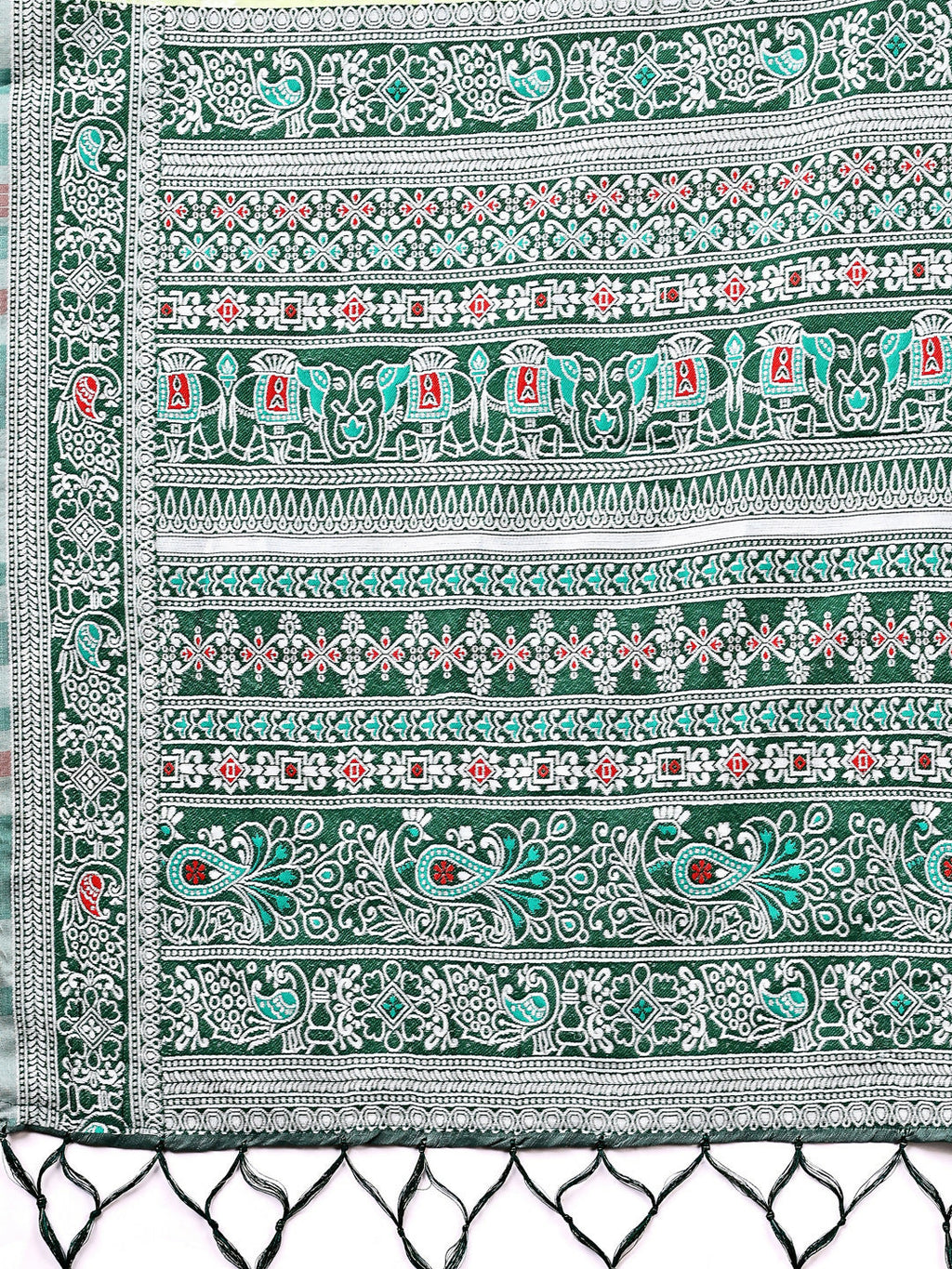 Anaya Light Green Linen Cotton Saree with Matching Blouse Piece