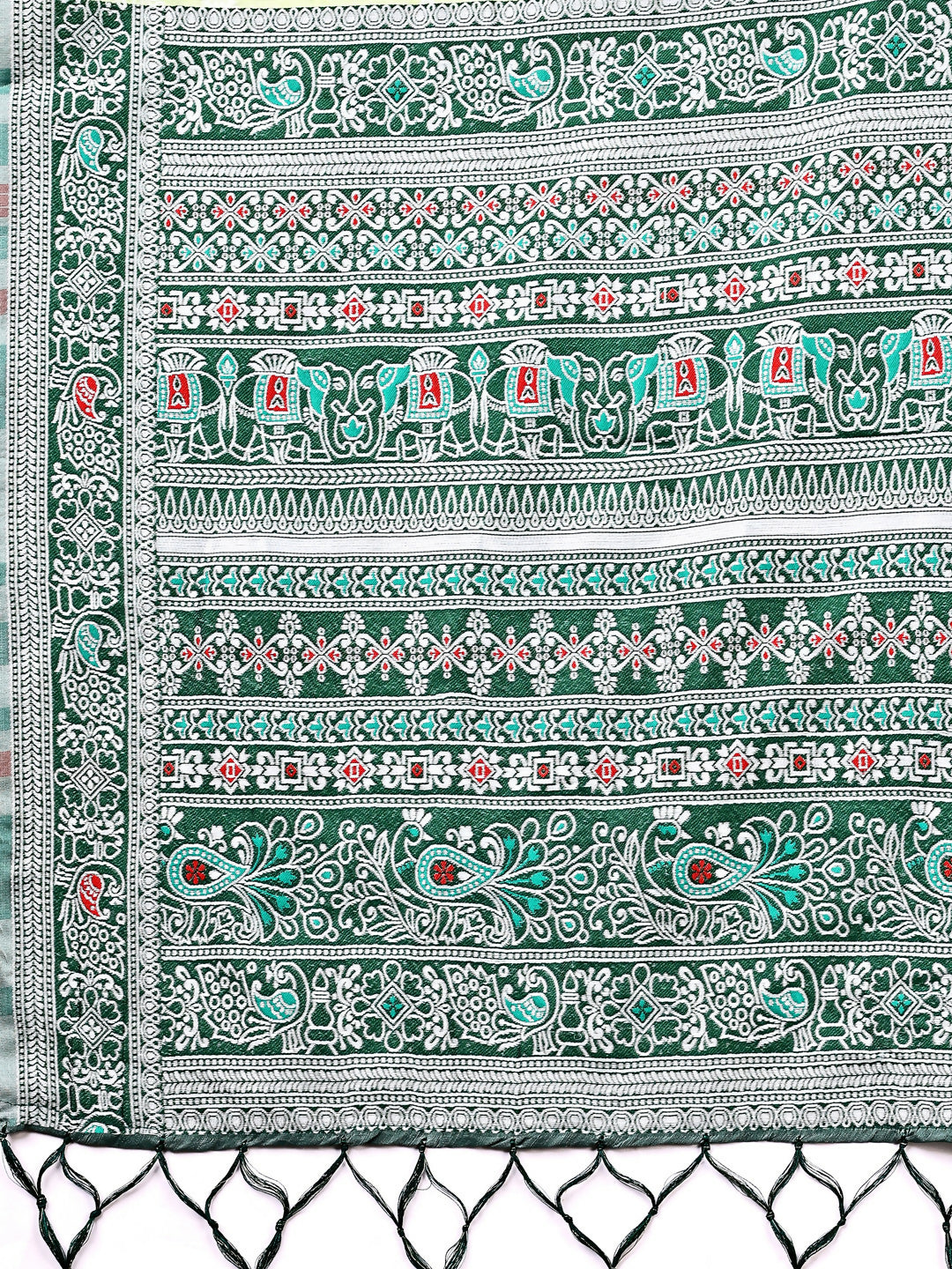 Anaya Light Green Linen Cotton Saree with Matching Blouse Piece