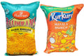Set of two reversible snack-themed microfibre cushions for kids on a neutral background