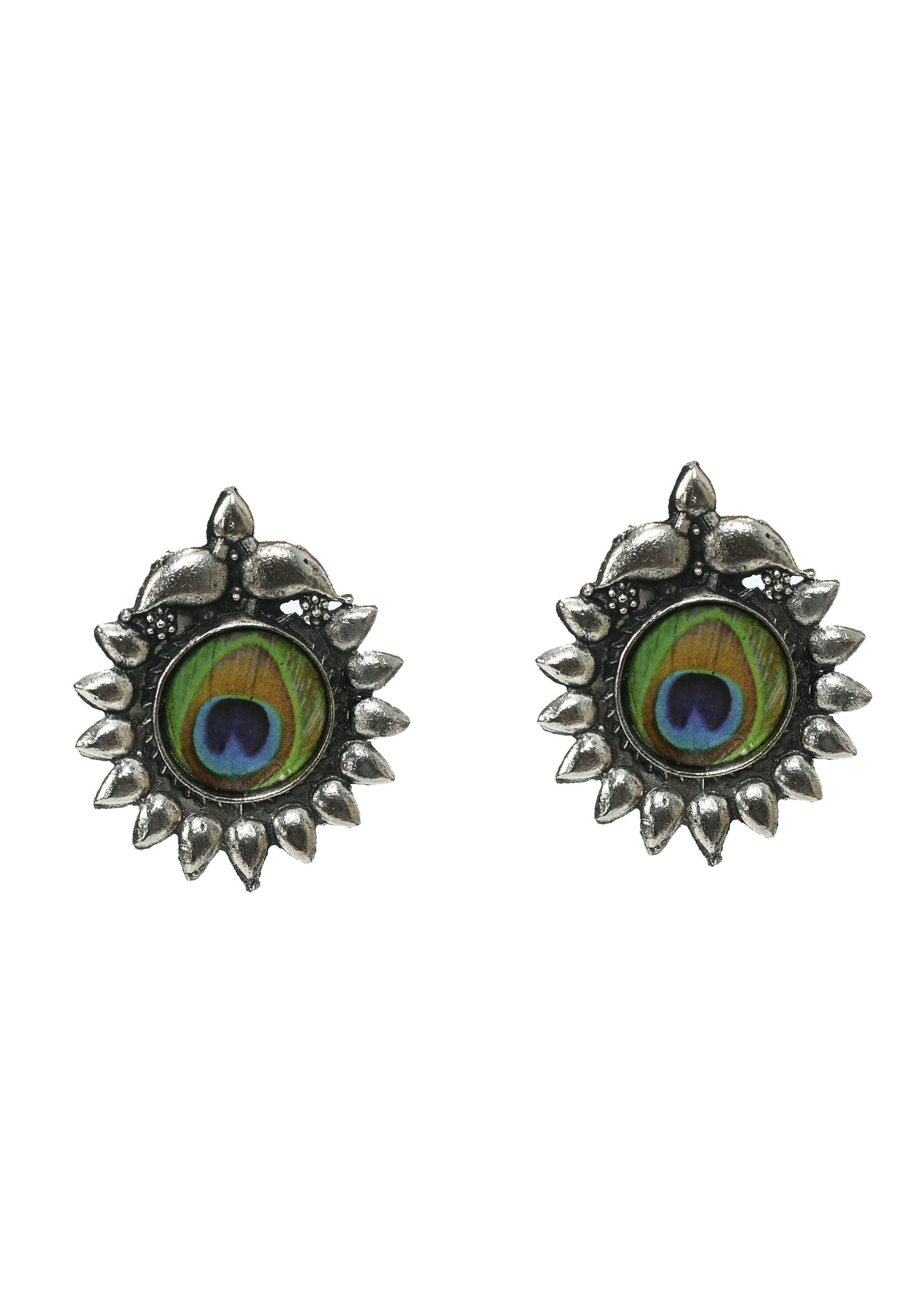Oxidised Silver-Plated Peacock Wings Statement Choker