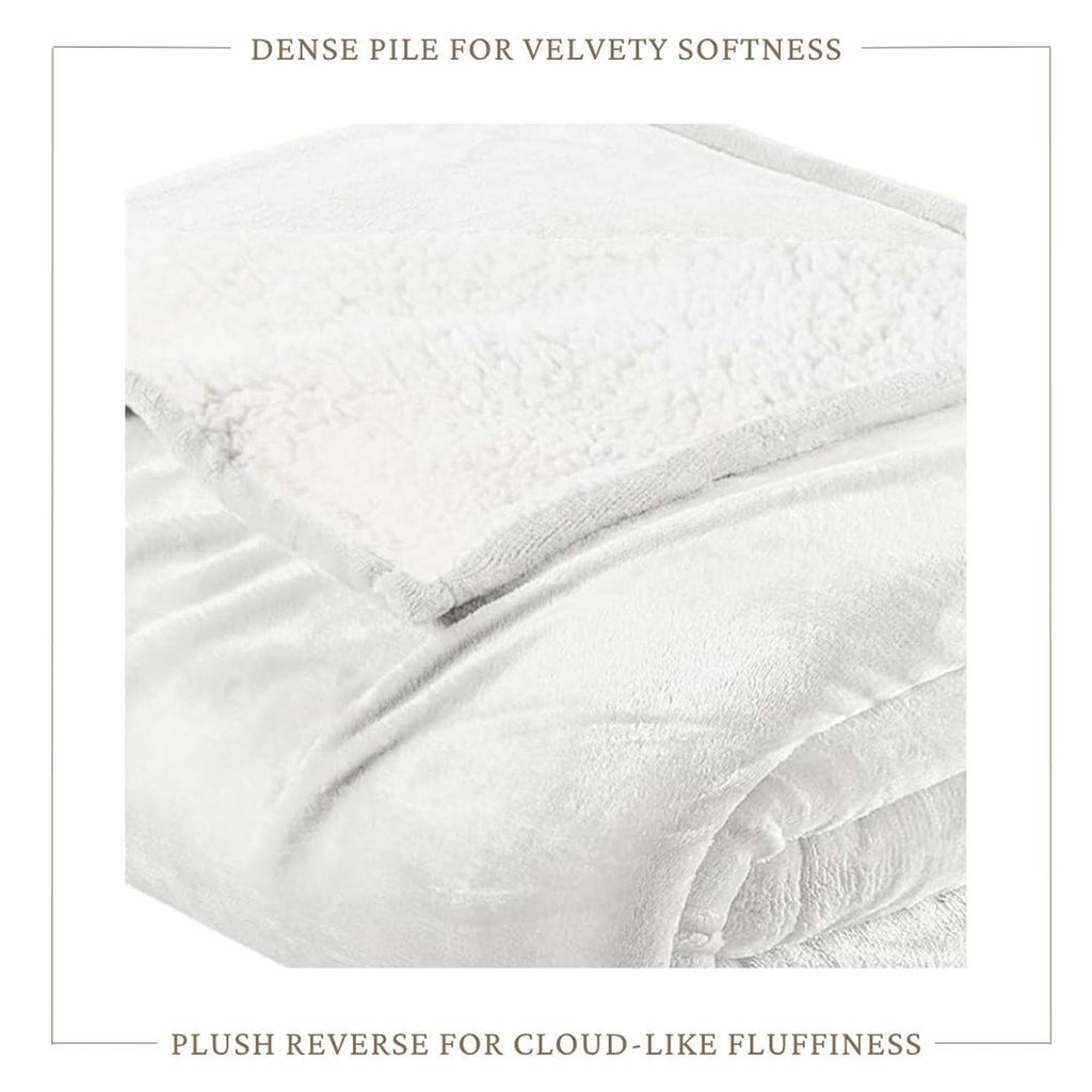 White Velvet Plush Sherpa Reversible Bed Blanket Ultra Soft - Image 5