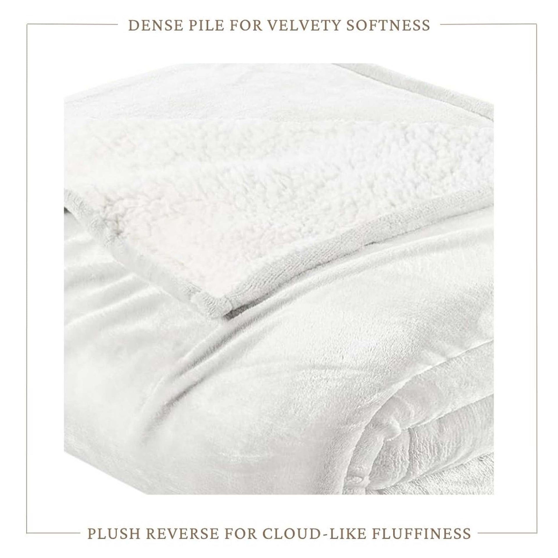 White Velvet Plush Sherpa Reversible Bed Blanket Ultra Soft - Image 5