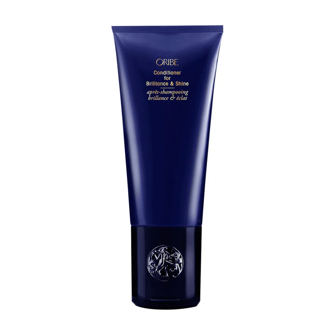 Navy-blue and gold 33.8 fl. oz bottle of Oribe Conditioner for Brilliance & Shine