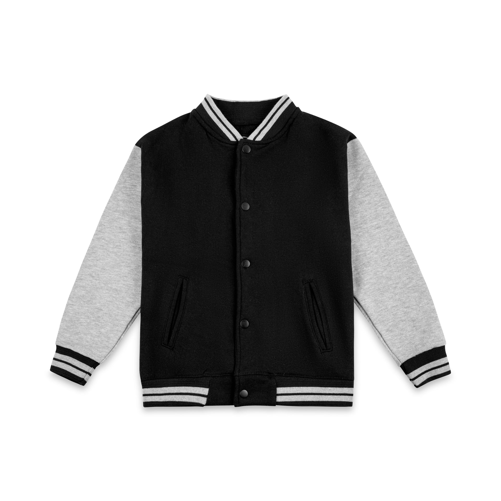 Youth Varsity Jacket in a classic letterman style with a comfortable, sporty fit.