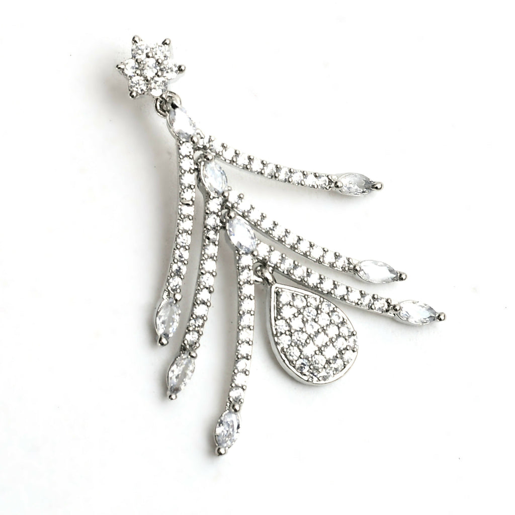 Silver-Plated American Diamond White Choker Necklace Set