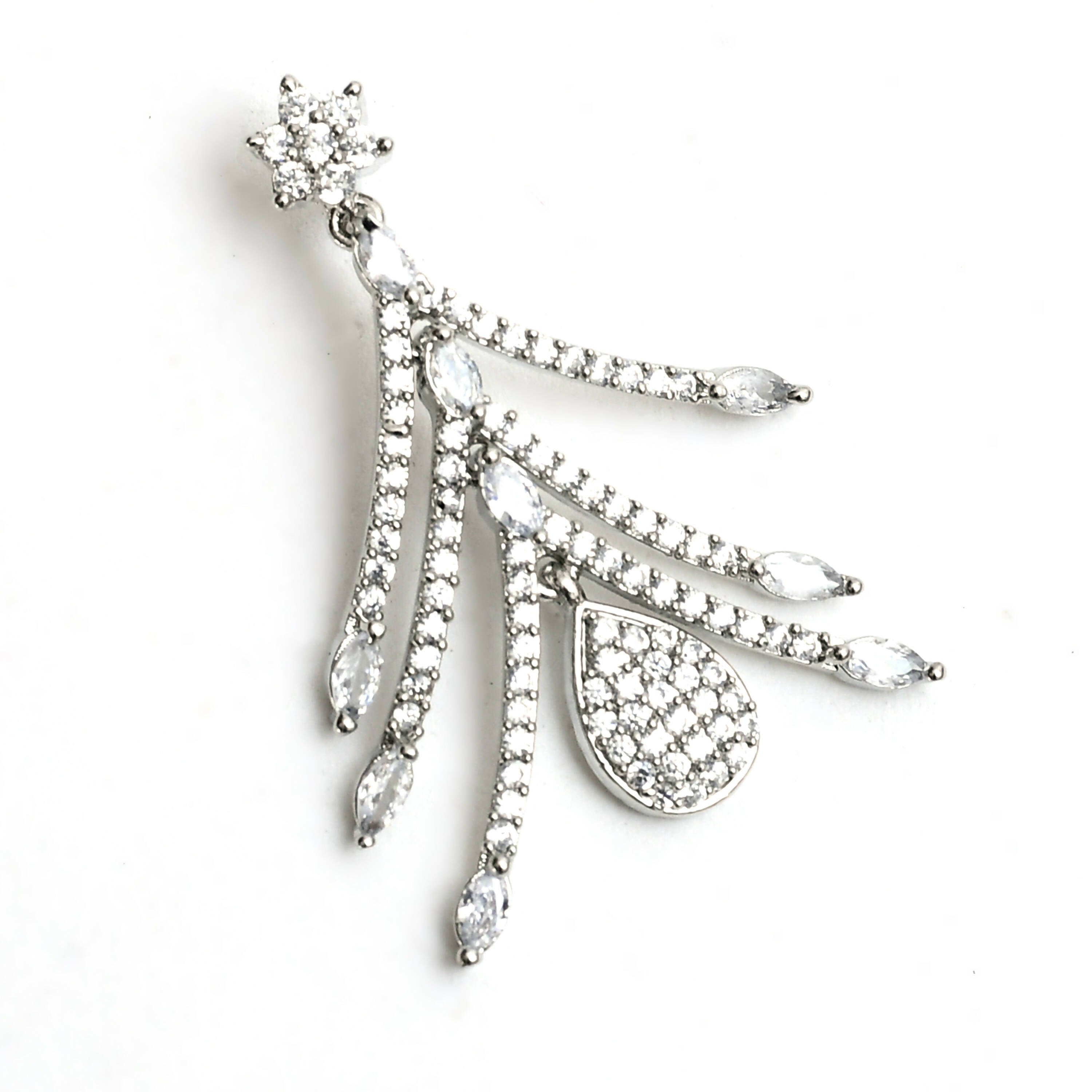 Silver-Plated American Diamond White Choker Necklace Set