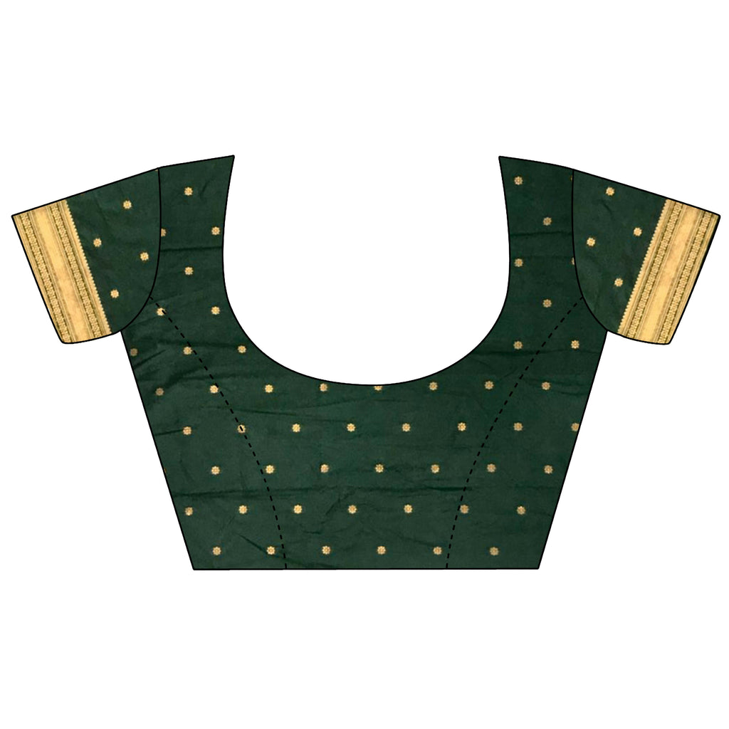 Joban Fashion Dark Green Banarasi Soft Silk Woven Saree