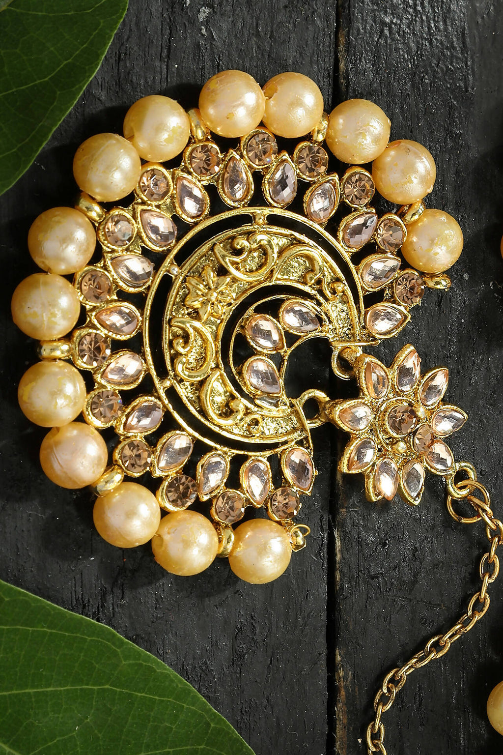 Joharkamal Kundan Earrings with Tika - Gold Plated Statement Set