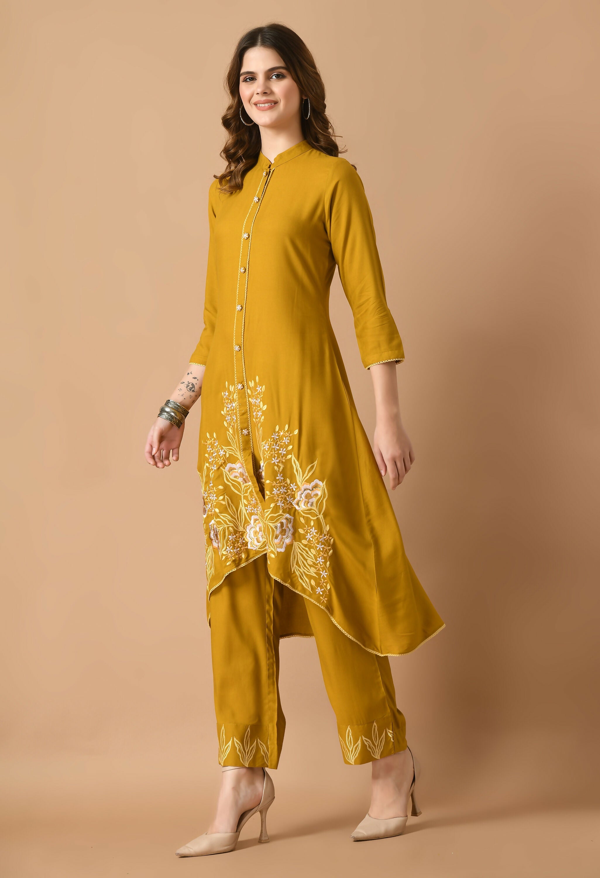 Mustard Cotton Rayon Kurta Set - Breathable 2-Piece Ethnic Wear