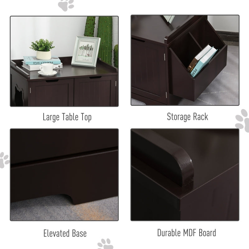 White Wooden Cat Litter Box Enclosure and Side Table - Image 17