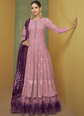 Pink georgette embroidered Anarkali Salwar Kameez set for formal events