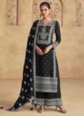 Black georgette palazzo suit featuring intricate gota patti and resham thread embroidery