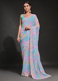 Vegaa Fashion Sky Blue Soft Georgette Sequence Work Saree