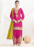 Pink Chinon Silk embroidered designer salwar suit with dupatta