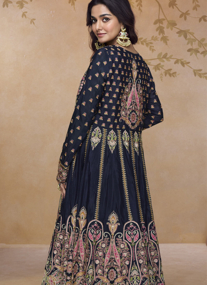 Lavender Simar Silk Embroidered Lehenga Style Suit for Weddings