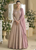 Onion Pink Georgette Anarkali Suit with Zarkan and gota patti embroidery