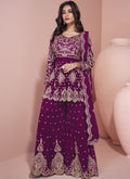 Wine georgette designer sharara suit with detailed gota patti embroidery