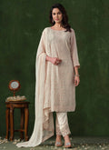 Off White Rangoli Silk salwar suit with Gota Patti and Resham embroidery