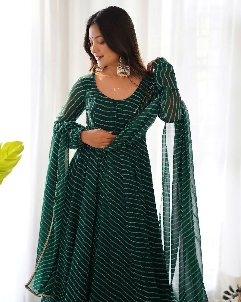 Green Georgette Kurta Set with Sequin Embroidery Work