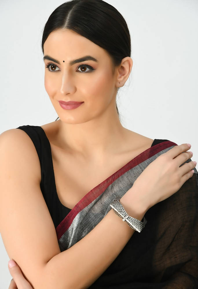 Handcrafted Oxidised German Silver-Plated Statement Bracelet