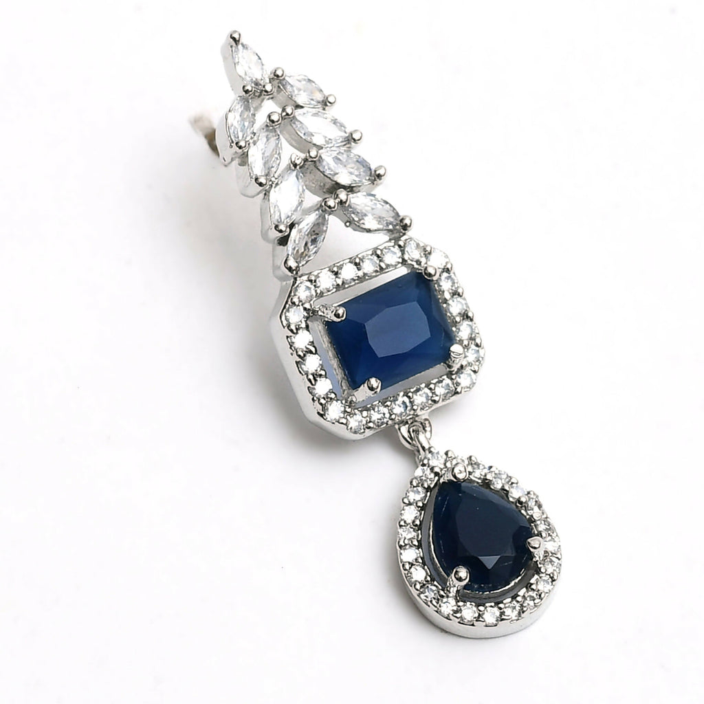 American Diamond Silver-Plated Navy Blue Choker Set