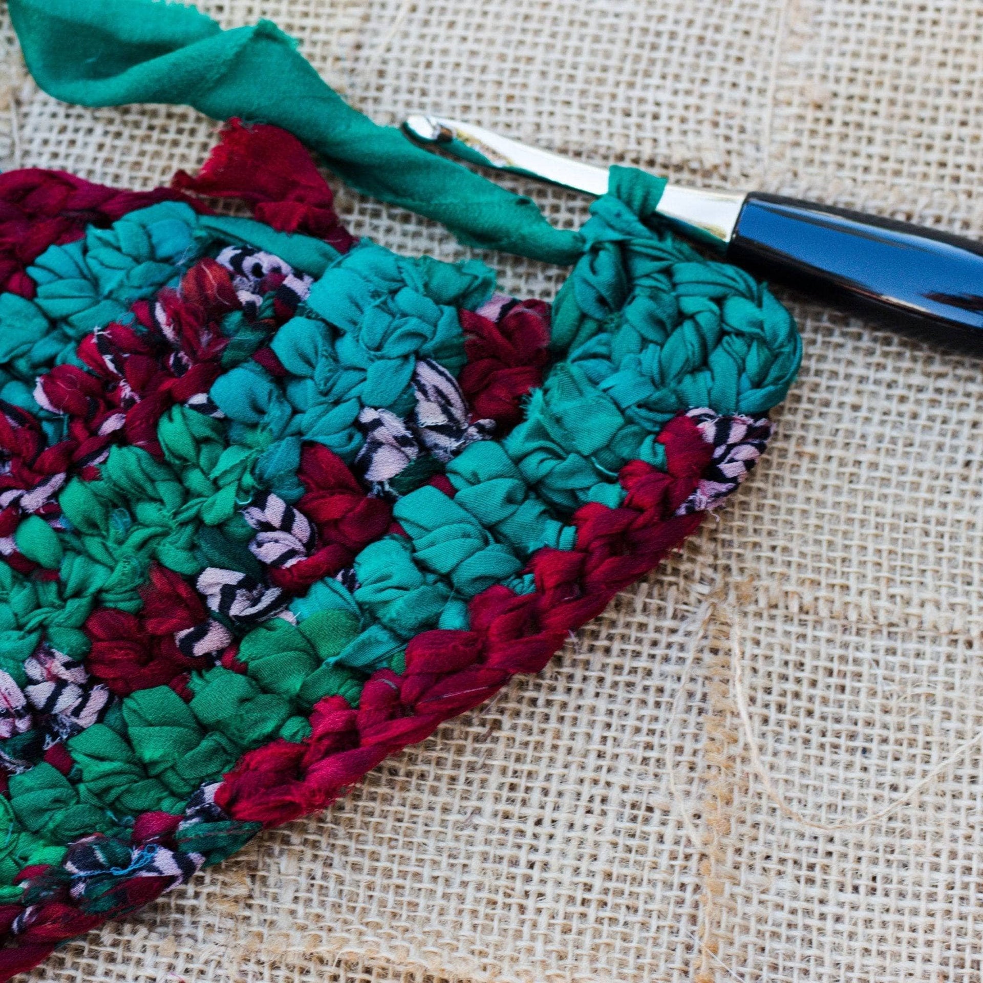 Vibrant Crochet Chiffon Clutch Bag - Striped Boho Accessory