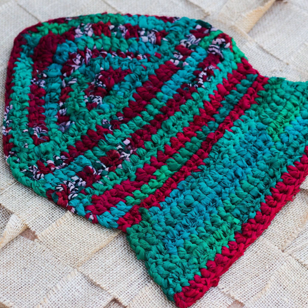 Vibrant Crochet Chiffon Clutch Bag - Striped Boho Accessory