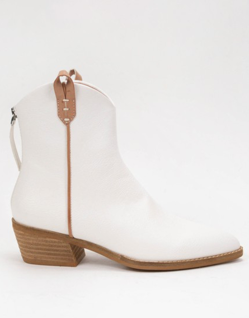 Victoria White Bootie: Curved Topline Ankle Boot with 2-inch Heel