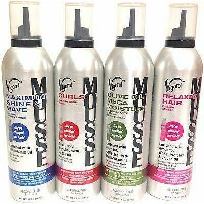 Vigorol 12 oz mousse bottle for curly and relaxed hair styling