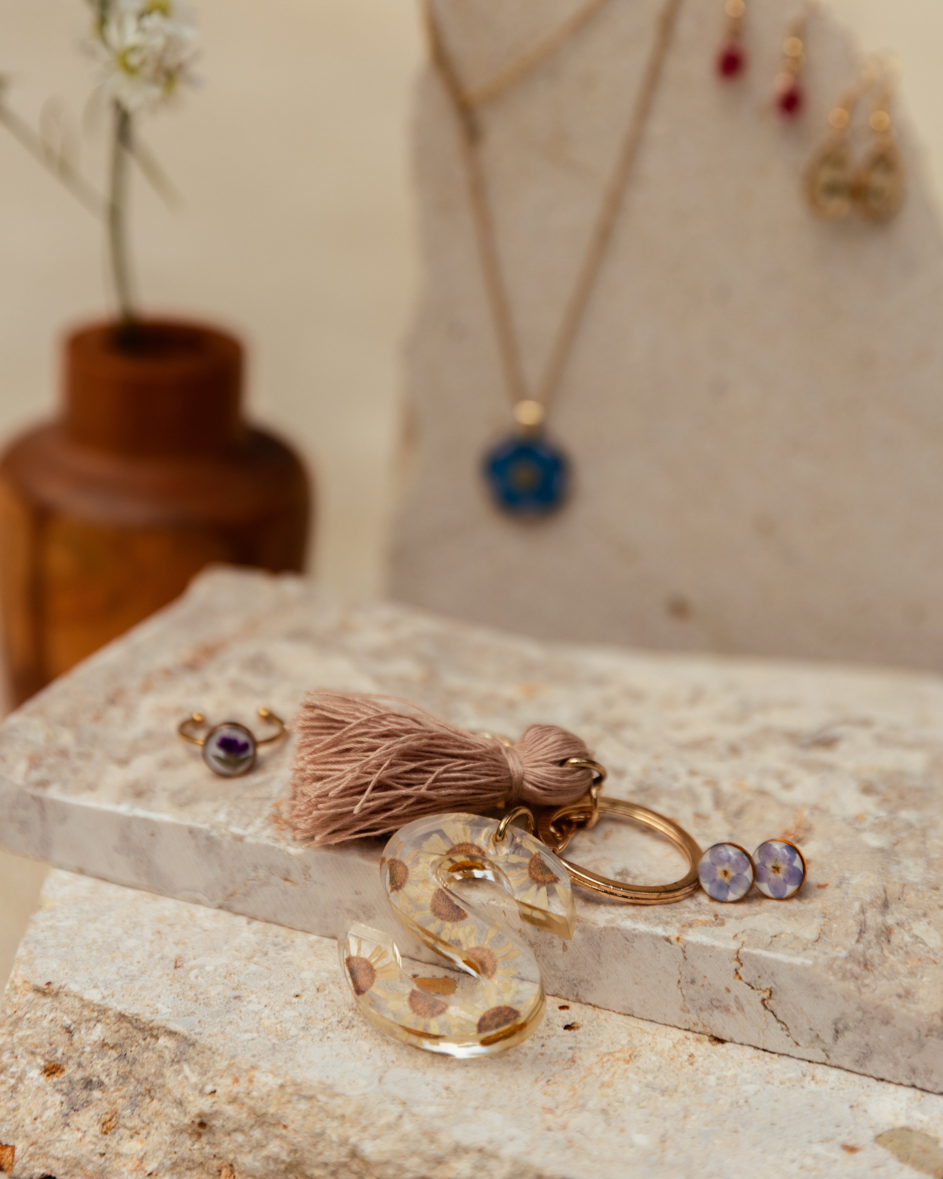 Wildflower Letter Keychain