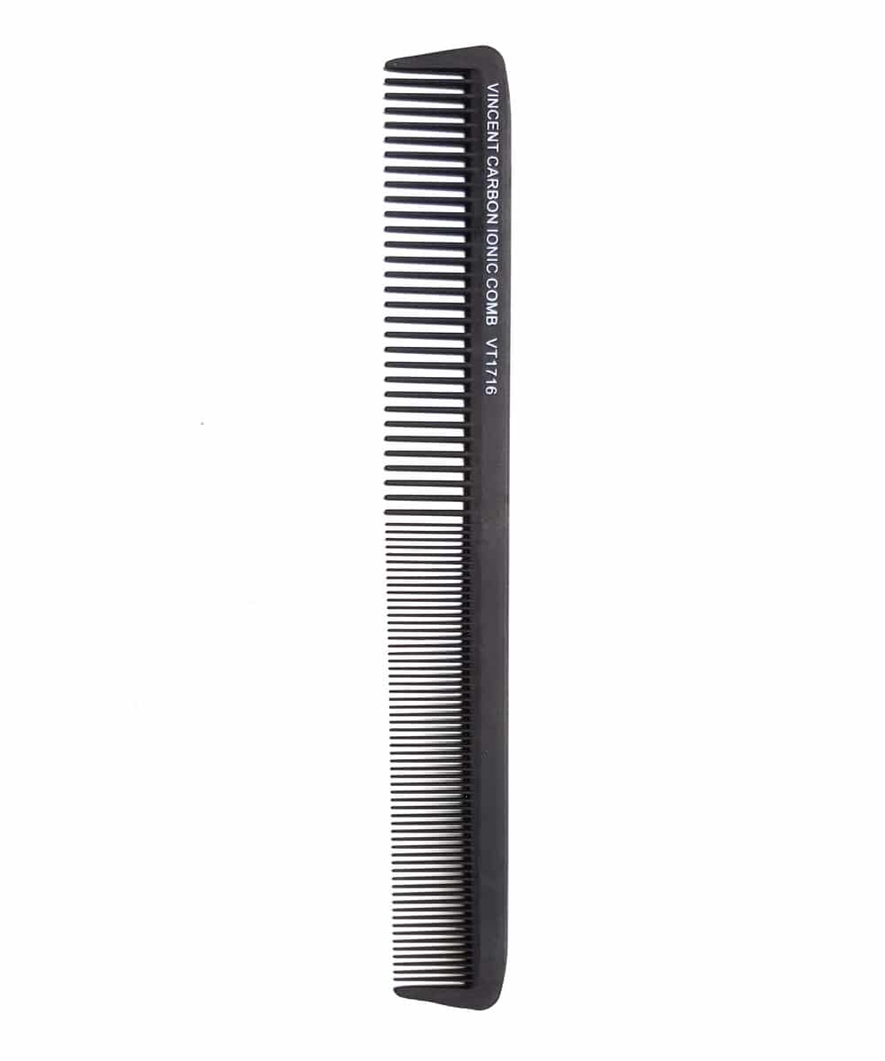 Vincent 8.5-inch professional carbon cutting comb with fine teeth and non-slip grip