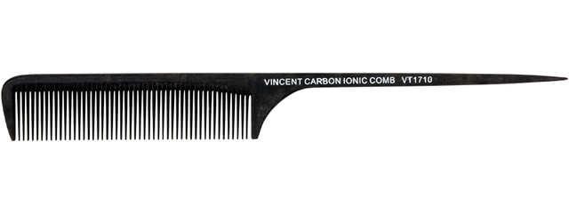 Vincent 9.5-inch carbon rat tail comb with medium coarse teeth