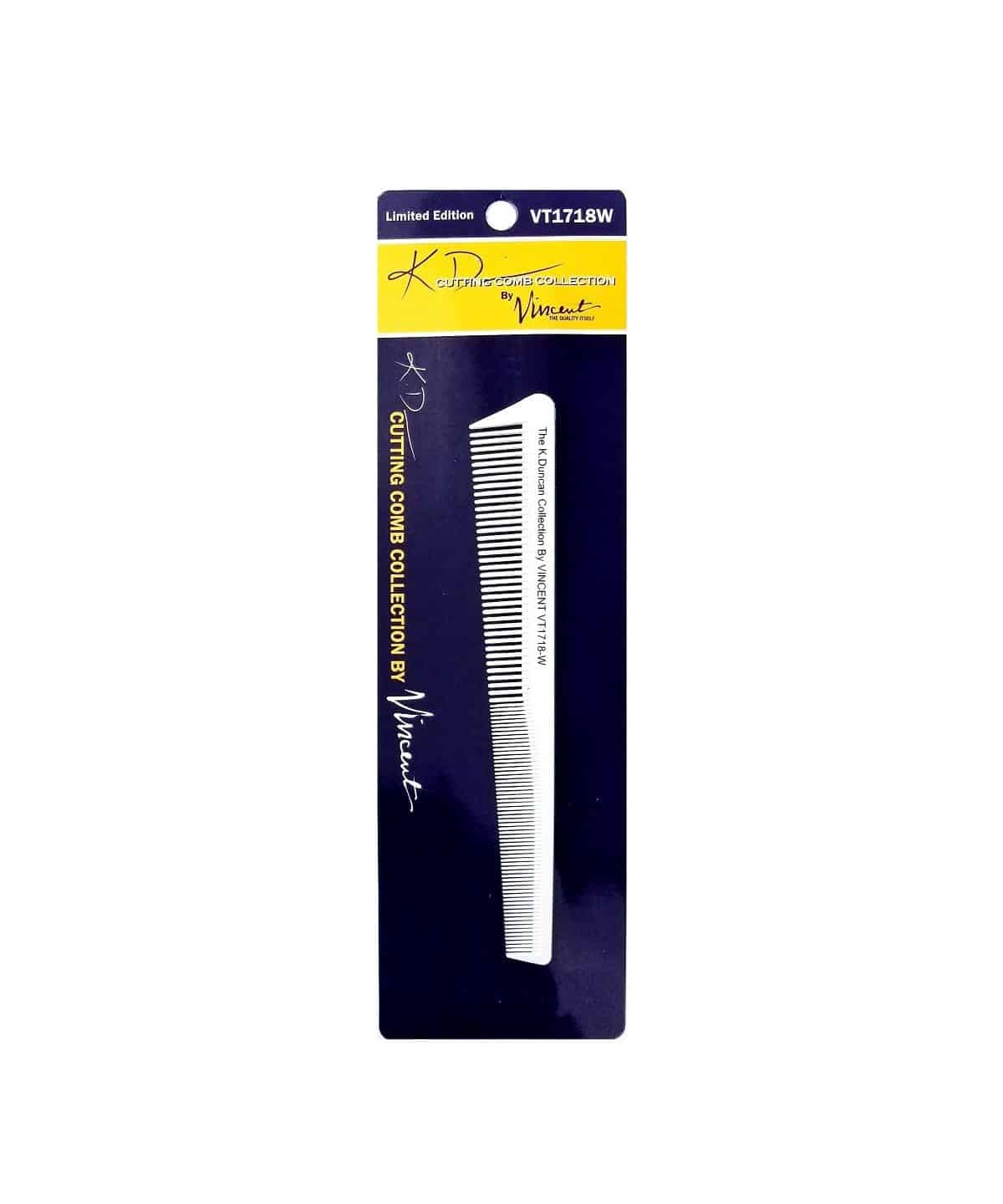 Vincent KD ceramic white tapering comb with rounded teeth for professional barbering