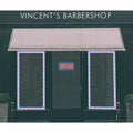 A professional shop window exterior featuring the Vincent Window Decal Trim in a sleek, weather-resistant finish.