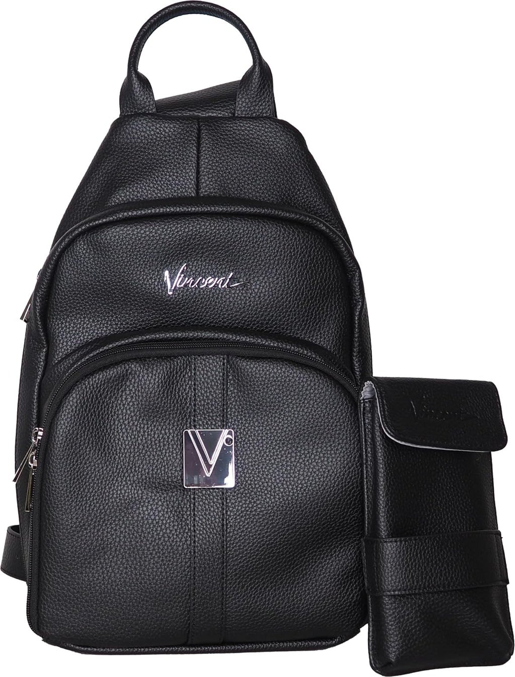 Vincent black leather professional barber shoulder bag with dedicated clipper and comb compartments