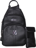 Vincent black leather professional barber shoulder bag with dedicated clipper and comb compartments