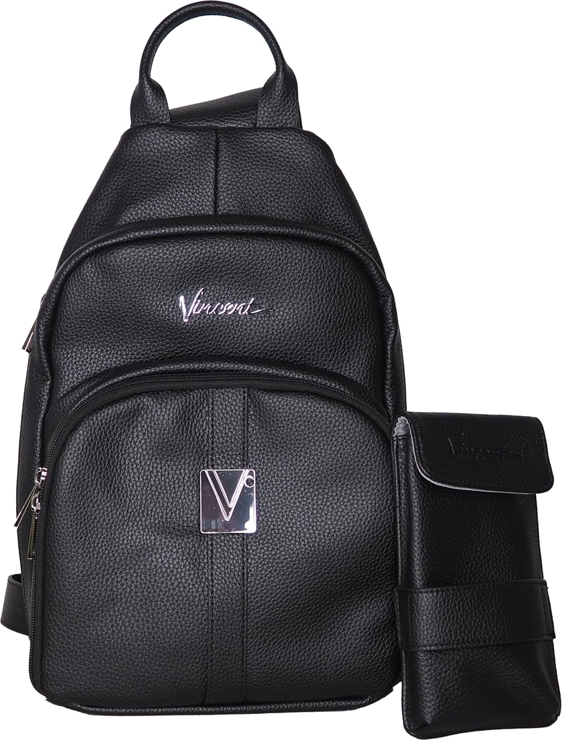 Vincent black leather professional barber shoulder bag with dedicated clipper and comb compartments