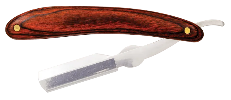 Vincent Sigma Walnut handle straight razor with silver head showing a classic minimalist design.
