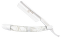 Yanaki Permanent Blade Straight Razor with white shell handle and wooden storage box