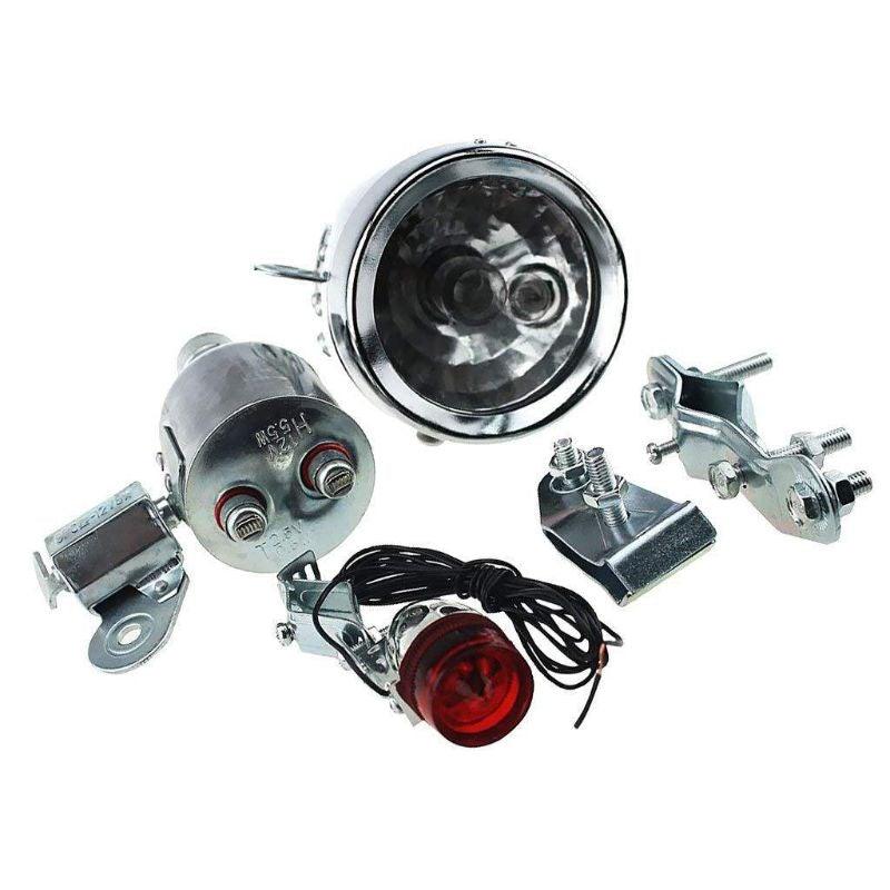 Vintage Bicycle Friction Generator Headlight and Tail Light Kit